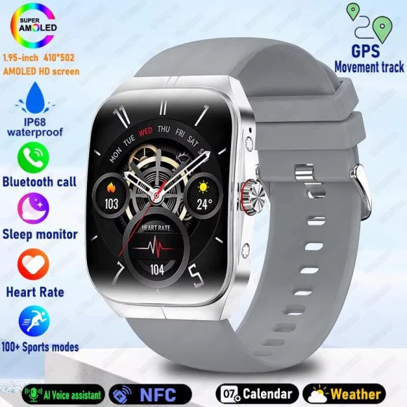 Smart Watch with GPS Tracking, Bluetooth Calling, NFC, Heart Rate Monitor — Wearable Accessories, Carrefour