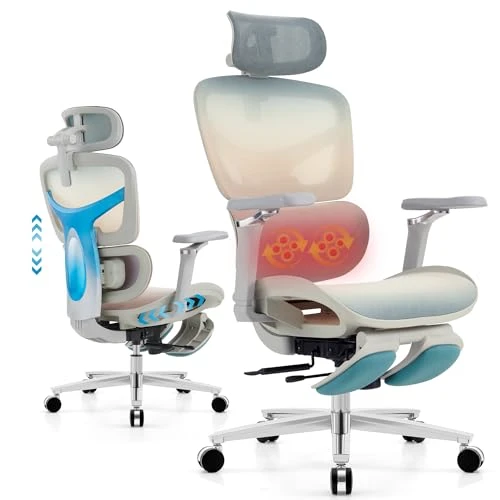 Ergonomic Home Office Desk Chair with Massage Lumbar Support, 4D Headrest & 5D Armrests, Reclining Big and Tall 400 lbs... — Desk Chairs, COTYFLY