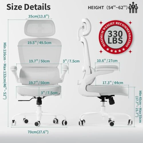 Ergonomic Office Chair with Adjustable Headrest and Lumbar Support — Desk Chairs, TRALT