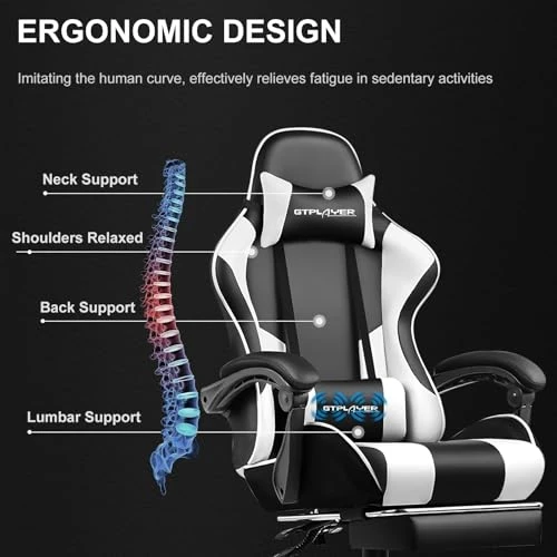 Gaming Chair with Footrest and Lumbar Support — Desk Chairs, GTPLAYER