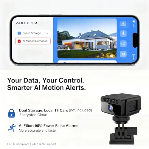 Hidden Camera with Cloud, 4K HD WiFi Mini Spy Camera 150° View Video, Wireless Indoor Surveillance Secret Camera, Smart... — Cameras & Monitors, AOBOCAM