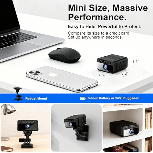 Hidden Camera with Cloud, 4K HD WiFi Mini Spy Camera 150° View Video, Wireless Indoor Surveillance Secret Camera, Smart... — Cameras & Monitors, AOBOCAM