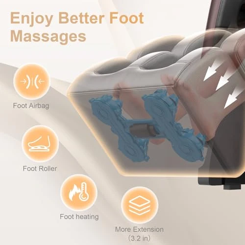 Massage Chair Full Body with Zero Gravity, Heating, Foot Massage, Auto Modes, Bluetooth Speaker, Touch Screen Controller — Beds & Tables, FURNIMAT