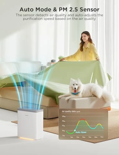 Smart Air Purifier for Home Large Rooms — Activated Carbon Air Purifiers, GoveeLife