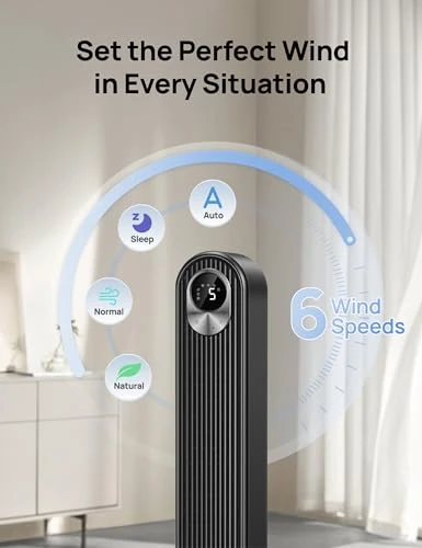 Smart Tower Fan with WiFi Voice Control, Oscillating, Bladeless, Floor Standing — Stand Fans, Dreo