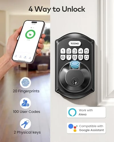 WiFi Smart Lock with Fingerprint and Keypad — Deadbolts, TEEHO