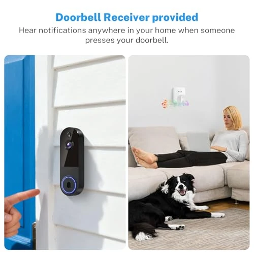Wireless Video Doorbell Camera with Receiver — Smart Home Security, BlazSync