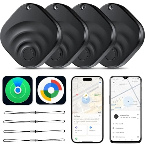 4 Pack Dual System Tracker for iOS and Android — Item Locators, TIMU
