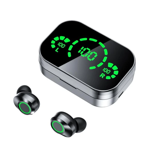 Bluetooth Headset with Smart Display and Type-C Charging — In-Ear Headphones, GadgetGrip