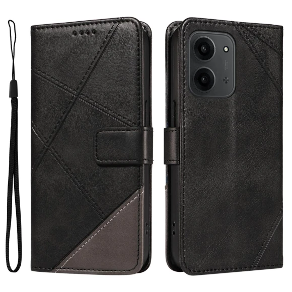 Leather Case Geometric Line Design Wallet Phone Cover with Wrist Strap — Phone Accessories, Smartwatch 2025