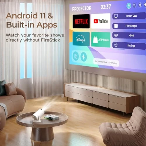 Mini Projector with Wi-Fi 6 and Bluetooth 5.4 — Home Theater Projectors, WEMI