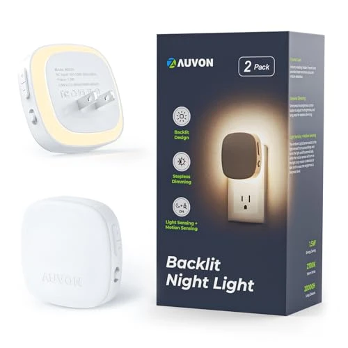Plug-in LED Backlit Night Light with Motion Sensor & Dusk to Dawn Sensor — Night Lights, AUVON