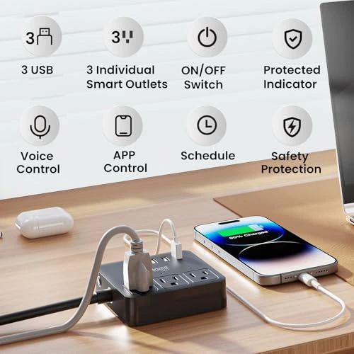 Smart Power Strip with Voice Control — Power Solutions & Surge Protection, GHome Smart