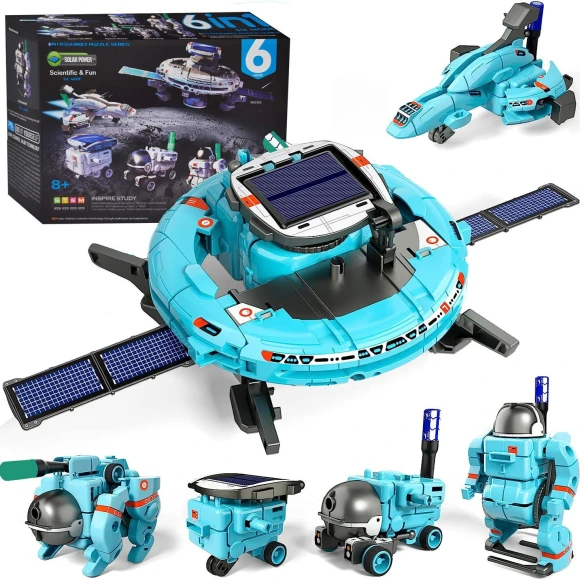 Solar-Powered 6-in-1 Space Robot DIY Kit — Solar Power, CreativeCorner