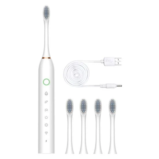 Electric Toothbrush with 4 Brush Heads, 6 Modes, Smart Timers, USB Rechargeable — Rotating Electric Toothbrushes, Lucky Grab