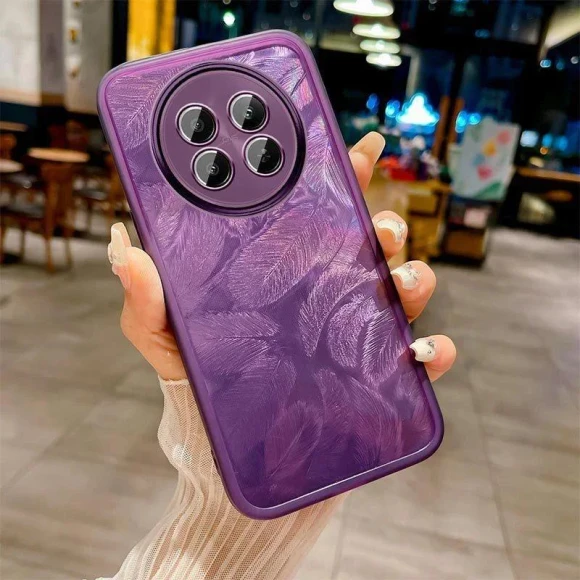 Luxury Feather Glossy Soft Silicone Case with Camera Lens Protector — Basic Cases, JOCAJE