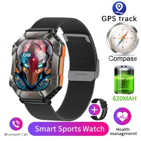 Military Smart Watch with GPS, Fitness Tracking, Waterproof, AI, Voice Bluetooth — Smartwatches, CoCo Xili