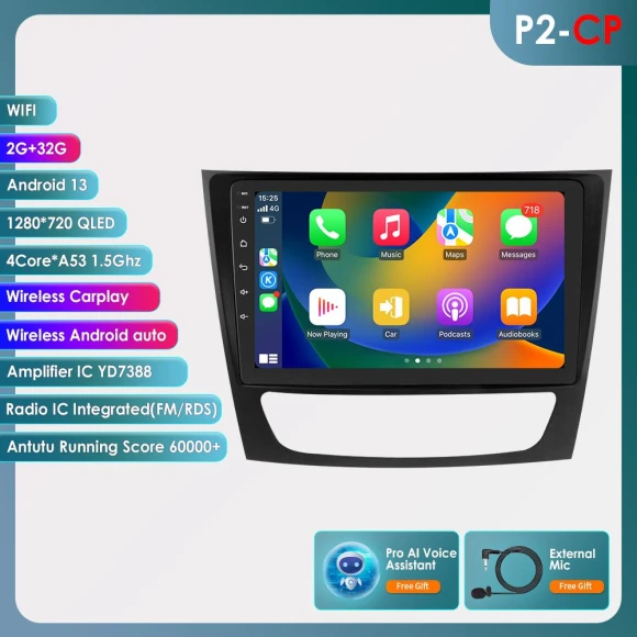Android Car Radio with CarPlay and AI Voice Control — In-Dash, OSSURET