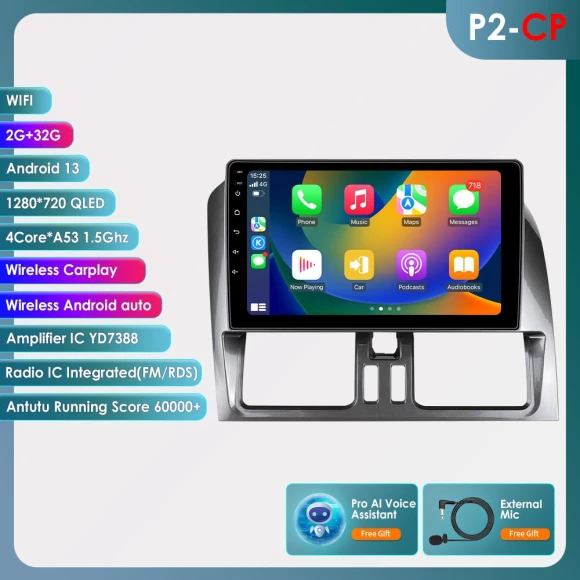 Car Multimedia Head Unit with CarPlay and Android Auto — In-Dash, OSSURET