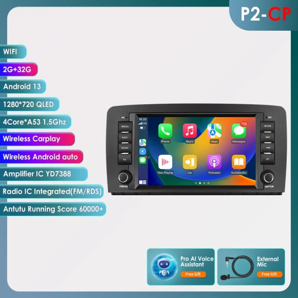 2-Din Android Car Stereo for Mercedes-Benz R-Class (2005-2017) — Car Infotainment System, Hizpo