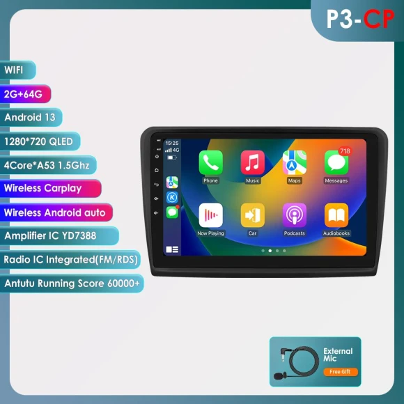 Car Radio with Wireless CarPlay and Android Auto — In-Dash, Hizpo