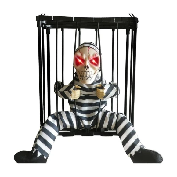 Haunted Skull Cage Prisoner with Motion Sensor — Spooky Sounds, Tortilla