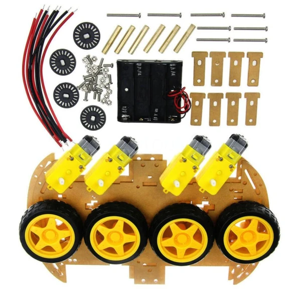 DIY 4WD Robot Car Chassis Kit with Tachometer Encoders — Robotics Components, Industy Accessories