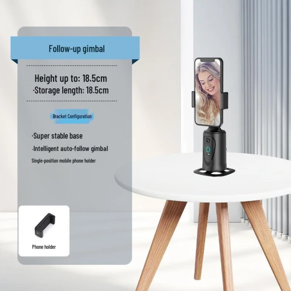 360° AI Auto-Follow Gimbal with Face Recognition — Steady Shots, Chose One