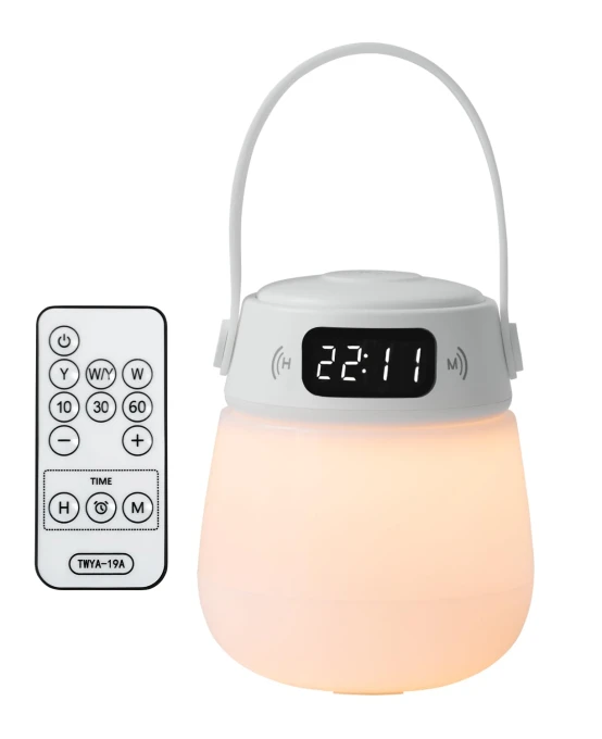 Bedside Lamp with Clock Night Light — Desk & Table Lighting, Trendy Japanese products