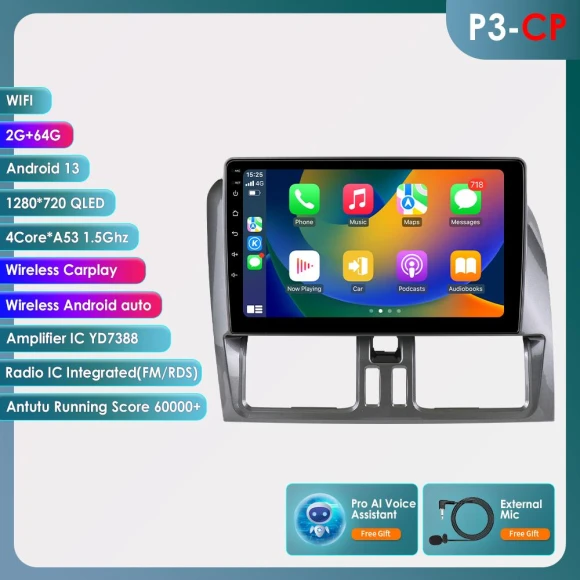Car Multimedia System with Android, CarPlay, 4G, GPS, and Steering Wheel Control — In-Dash, OSSURET