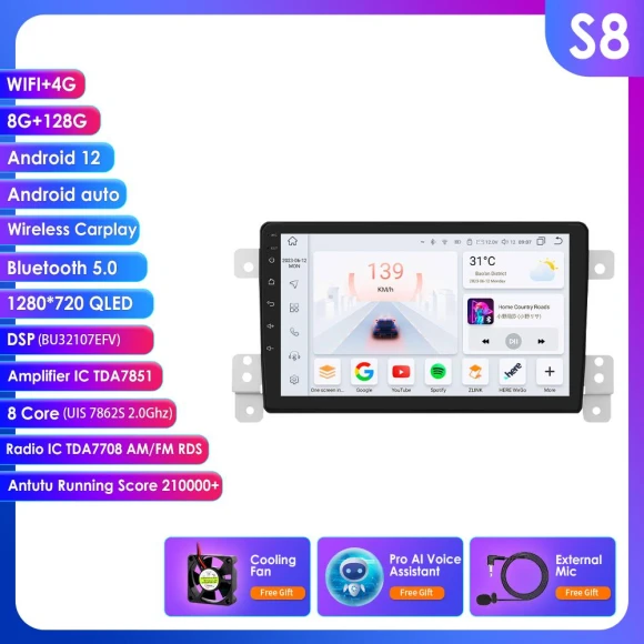 10.33-inch Android Car Stereo with Navigation and CarPlay — In-Dash, OSSURET