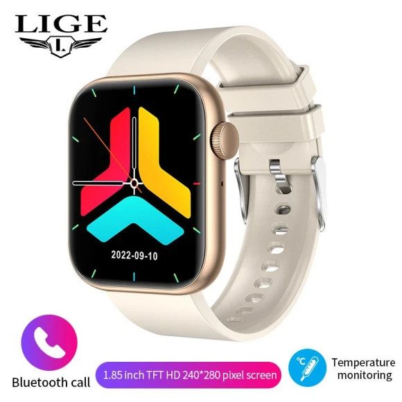 Body Temperature Smart Watch with Rotating Keys and Silicone Strap — Fitness Tracker, LIGE
