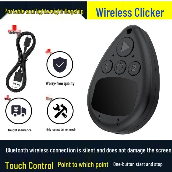 High-End Touchscreen Wireless Bluetooth Clicker — Presentation Pointers, 16Double8