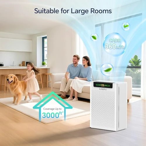 Air Purifier for Large Rooms with Smart WiFi App Control — Activated Carbon Air Purifiers, AMEIFU