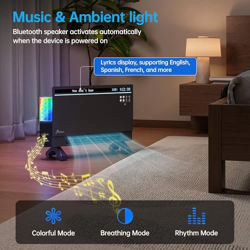 Portable Heater with Bluetooth Speaker, Lyric Display & RGB Lights — Portable Heating Solutions, Hawkrown