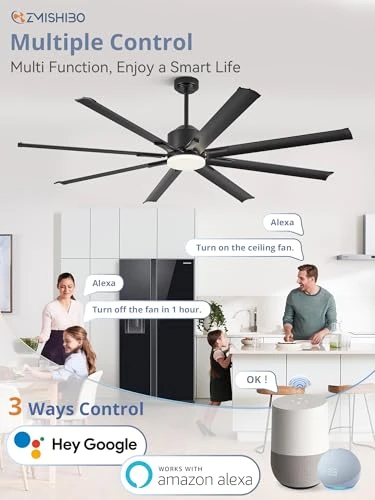Smart Ceiling Fan with Light and Remote — Ceiling Fans & Accessories, ZMISHIBO