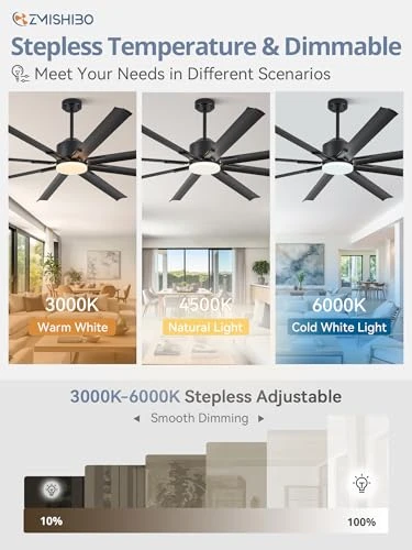 Smart Ceiling Fan with Light and Remote — Ceiling Fans & Accessories, ZMISHIBO