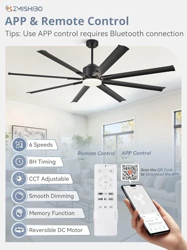 Smart Ceiling Fan with Light and Remote — Ceiling Fans & Accessories, ZMISHIBO