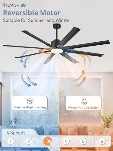Smart Ceiling Fan with Light and Remote — Ceiling Fans & Accessories, ZMISHIBO