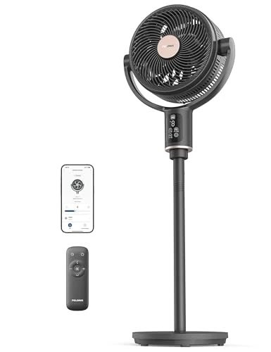 Smart Pedestal Fan with Dual Blades, App Control, and Auto Oscillation — Stand Fans, PELONIS