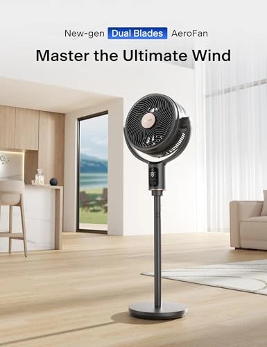 Smart Pedestal Fan with Dual Blades, App Control, and Auto Oscillation — Stand Fans, PELONIS