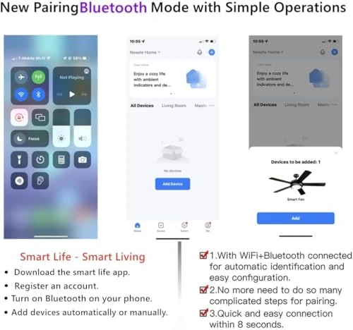 Smart Wi-Fi Ceiling Fan Remote Control Kit — Ceiling Fan Wall Controls, 53T