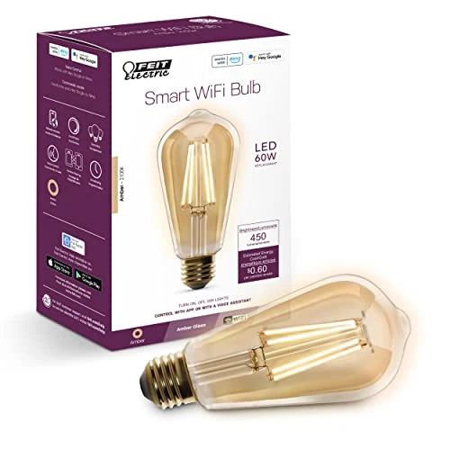 WiFi Dimmable Vintage LED Smart Light Bulb — Incandescent, Feit Electric