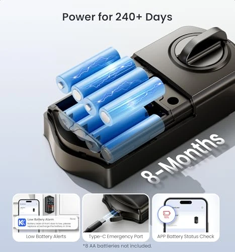 Built-in WiFi Smart Lock with Knob, Fingerprint Keyless Entry Door Lock Handle Set — Electromagnetic Security Locks, Veise