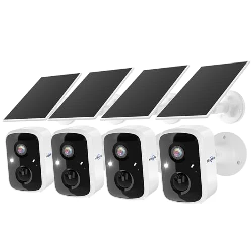 Solar Camera Security Outdoor, 4 Pack 100% Wireless 3K 4MP Surveillance Indoor WiFi Smart Cameras — Outdoor Security Cameras, Hiseeu