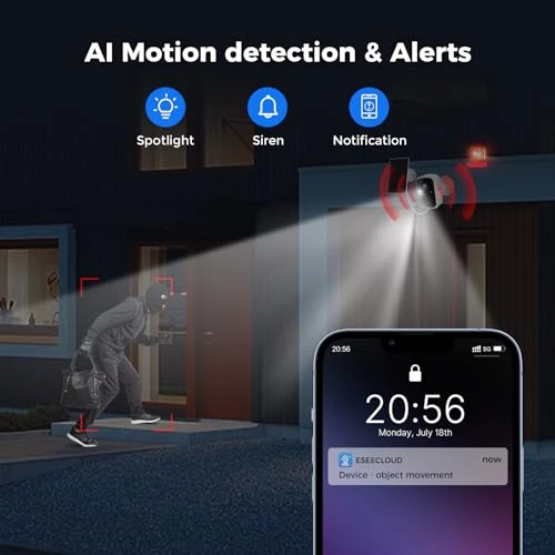 Solar Camera Security Outdoor, 4 Pack 100% Wireless 3K 4MP Surveillance Indoor WiFi Smart Cameras — Outdoor Security Cameras, Hiseeu