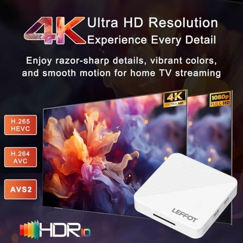 TV Box with Voice Remote — Ultra HD Media Players, LEFFOT