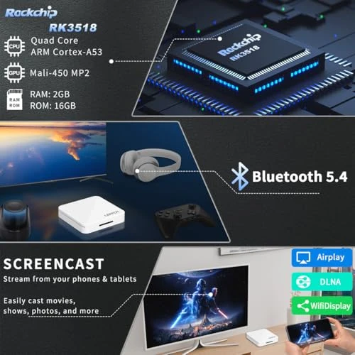 TV Box with Voice Remote — Ultra HD Media Players, LEFFOT