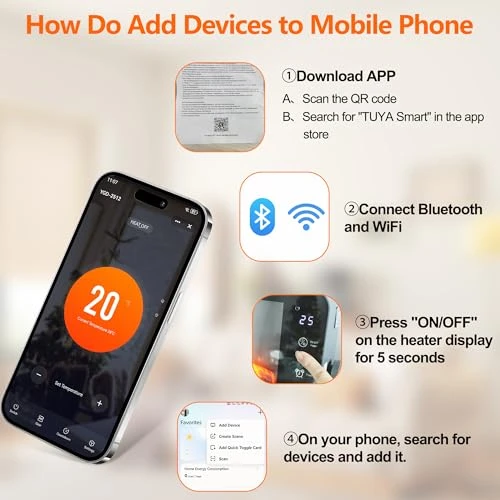 WiFi and App Controlled Portable Heater with 3D Flame Effect — Portable Heating Solutions, EOQIFJM