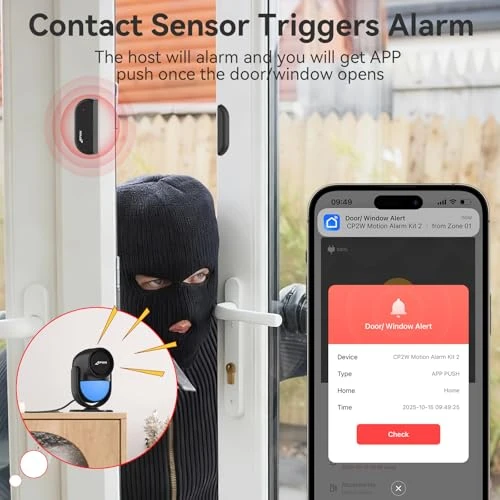 WiFi Home Alarm System with PIR Motion Sensor and Door/Window Sensors — Smart Home Security, CPVAN